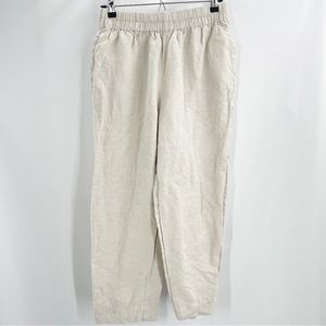 Madewell Womens small cropped wide leg linen pants pullon pocket natural